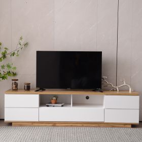 Modern TV stand for TVs up to 80'' , Media Console with Multi-Functional Storage, Entertainment Center with Door Rebound Device