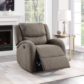 Modern Living Room Furniture 1pc Power Reclining Chair Brown Chenille Upholstery Plush Seating Solid Wood Frame