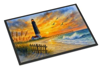 Beach Lighthouse Doormat Front Door Mat Indoor Outdoor Rugs for Entryway, Non Slip Washable Low Pile, 24H X 36W