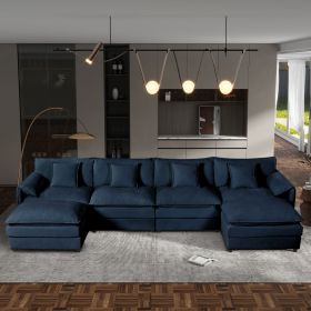 Modular Sectional Sofa, Oversized Deep Seat U Shaped Couch Set for Living Room, 4-Seater Comfy Cloud Couches with Two Movable Ottomans